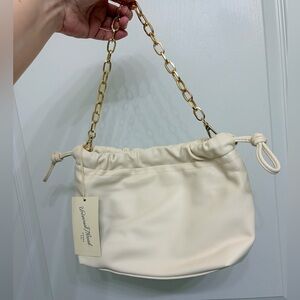 NEW Ivory Shoulder Bag with Gold Chain